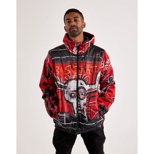 Jean-Michel Basquiat x Members Only Hooded Red Black Midweight Jacket Small NWT